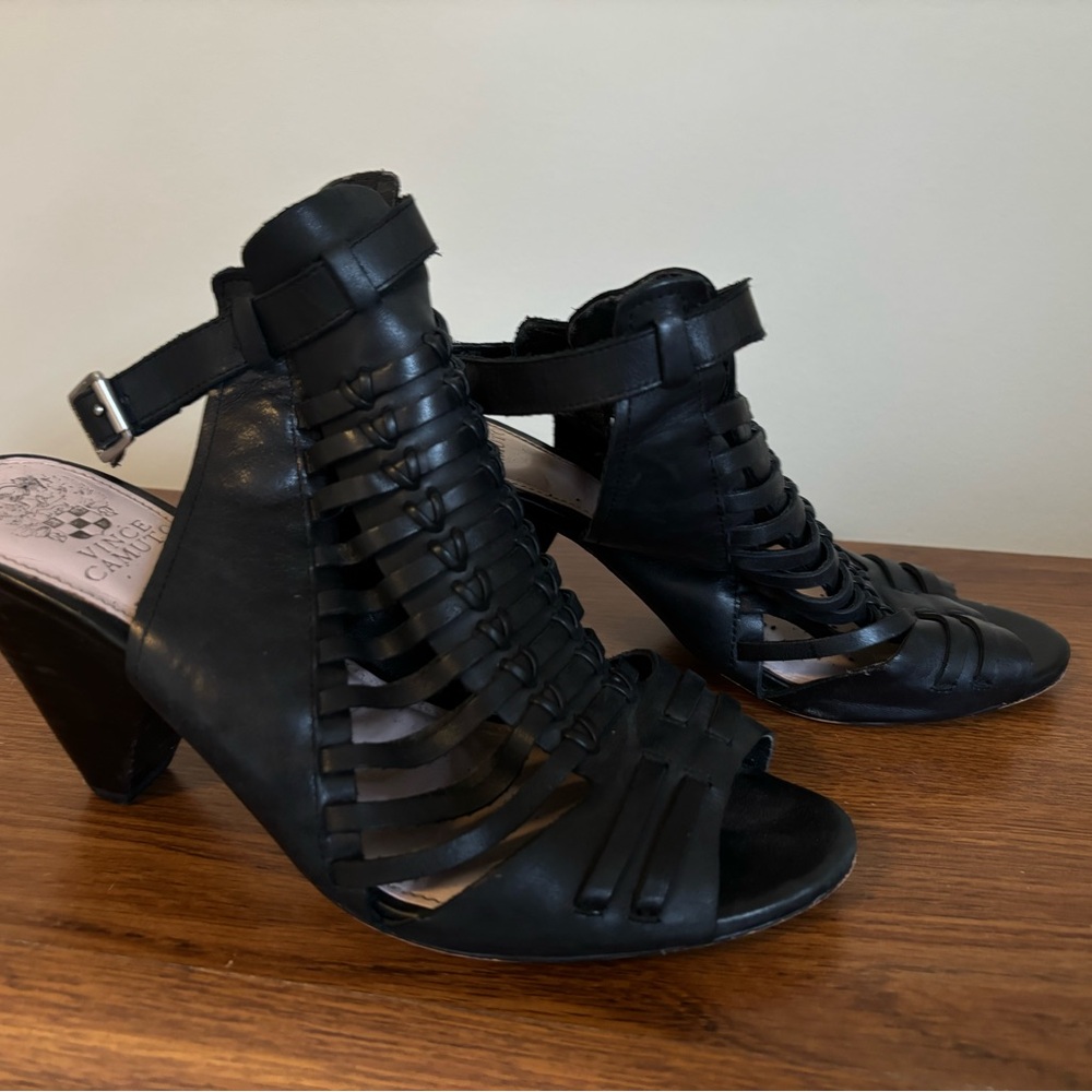 Vince Camuto Black Heels with Braided Straps